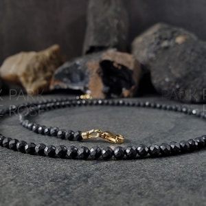 Dainty Faceted Shungite Necklace: Minimalist Gemstone Jewelry