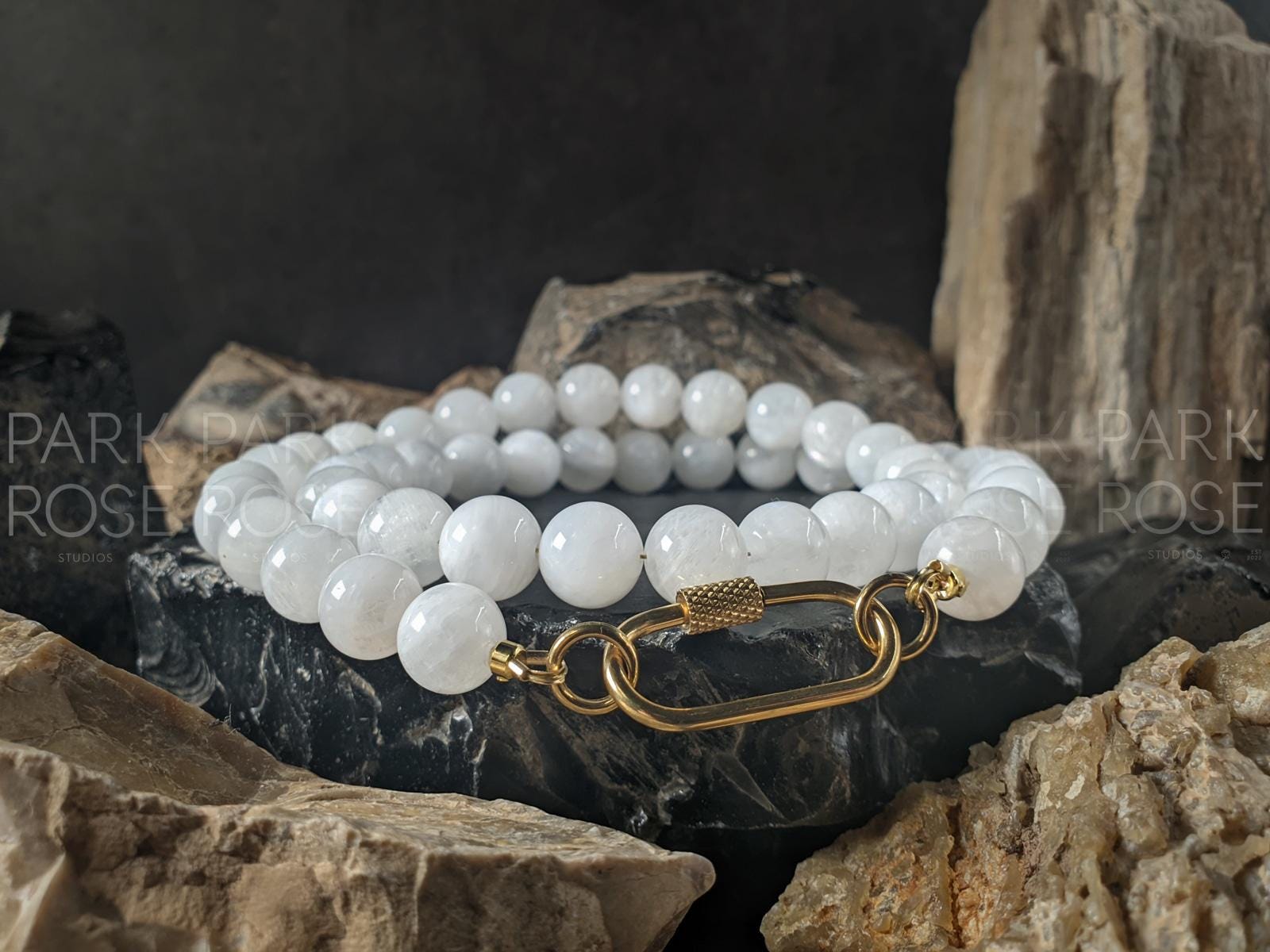 Beautiful 14mm Faceted Sri Lanka White Moonstone Round Gems Bracelet