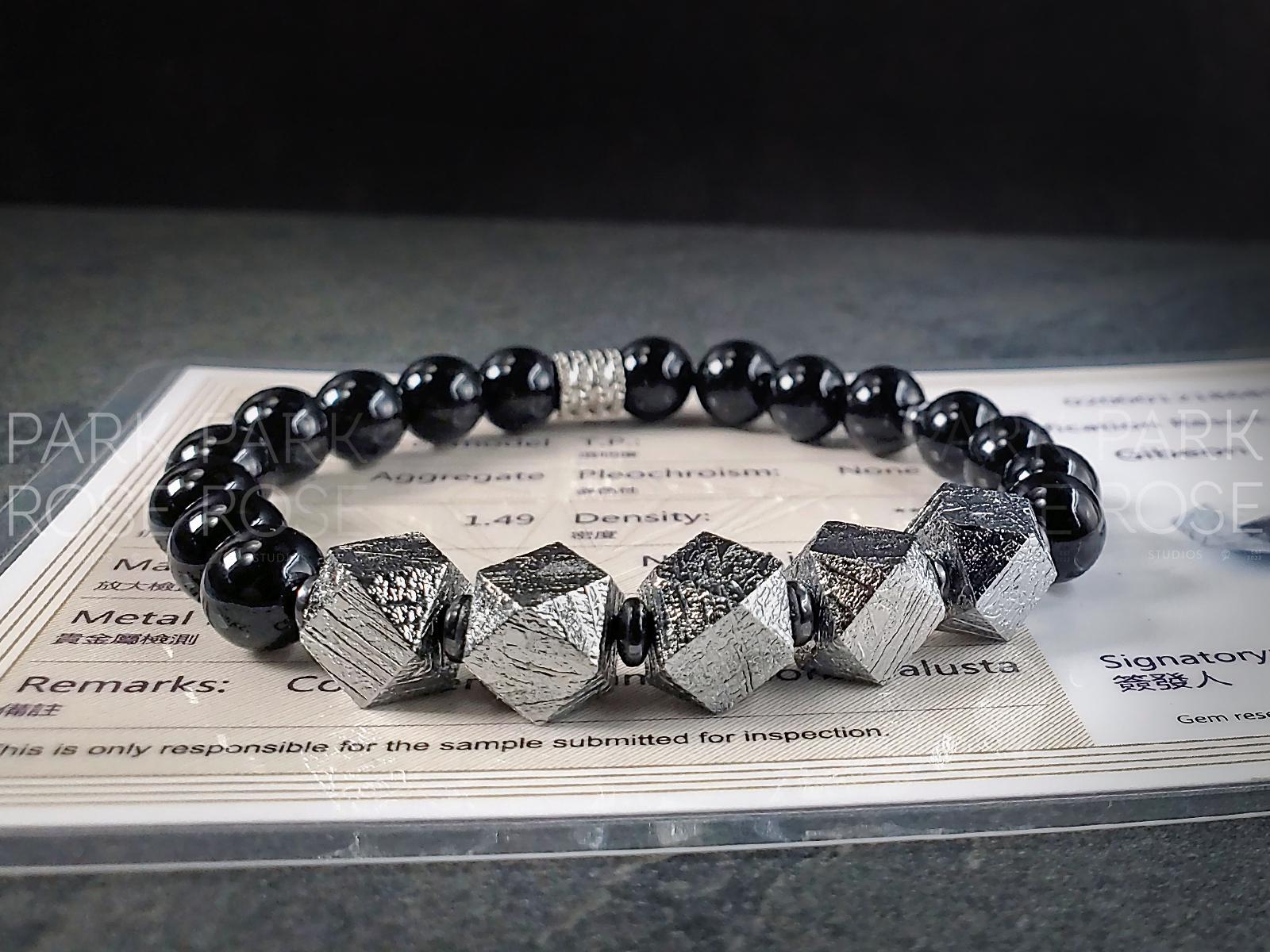 Certified Gibeon Iron Nickel Meteorite Bracelet Featuring Certified Gibeon Iron Nickel Meteorite Bracelet Featuring