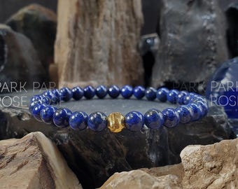 Lapis Lazuli Bracelet with 24K Gold Bead: December Birthstone