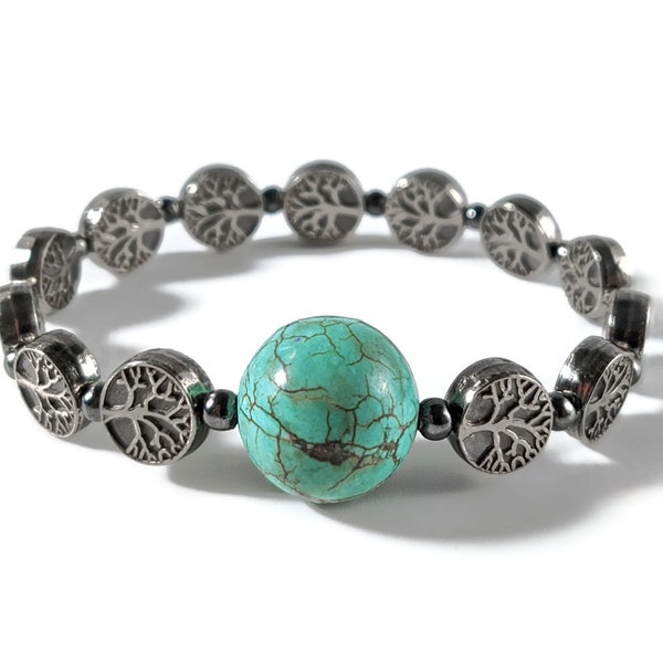 P6 Pressure Bands Gunmetal Tree of Life Nausea Relief Bracelets (Set of 2)