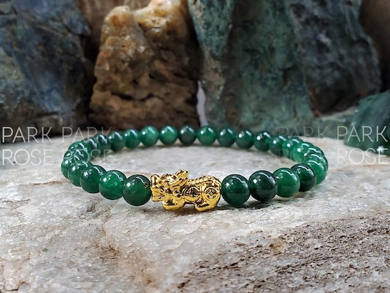 Green Jade Pi Xiu Bracelet: 24K Gold Plated Feng Shui Jewelry - Etsy