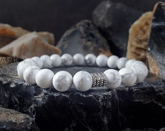 Pulsera de howlita blanca hecha a mano: joyería hipoalergénica