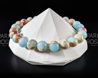 Aqua Terra Jasper Bracelet (8mm) | Stacking Bracelet | Gifts for Her | Gifts for Him | Gemstone Jewelry | Meditation Bracelet