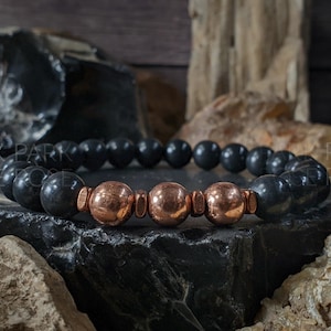 Shungite & Pure Copper Gemstone Stretch Bracelet (6/8/10mm)