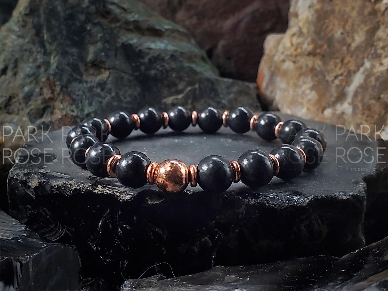 Shungite Featuring Pure Coated Copper - (8mm) Stacking Bracelets | Gifts for Him | Gifts for Her | Real Shungite | Real Copper