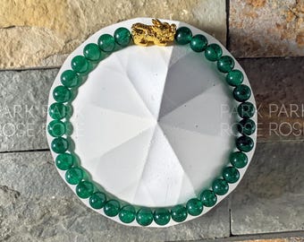 Bracciale Fengshui In Vera Giada Verde Pixiu Per Donna, Portafortuna E Ricchezza, Perline Da 6 Mm, Corda Elastica, Con Confezione Regalo - 4