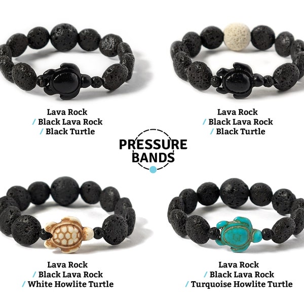 P6 Pressure Bands Turtle Charm Lava Nausea Relief Bracelets (Set of 2)