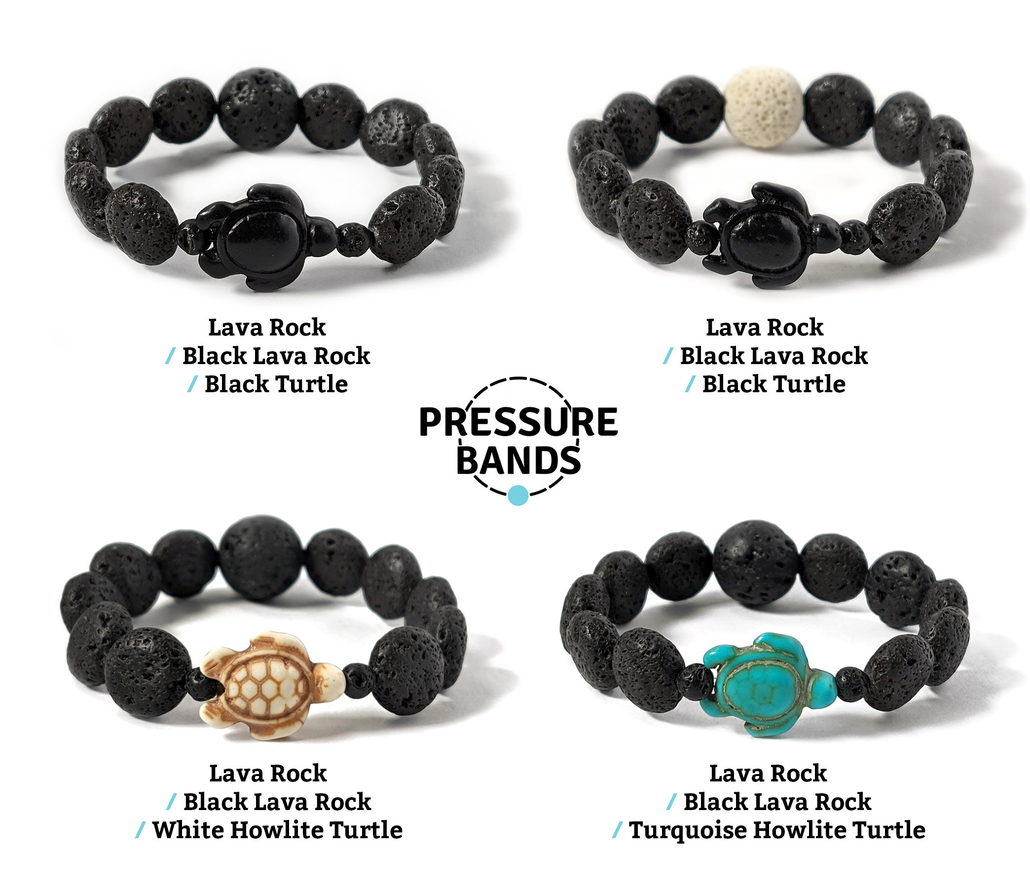 Acupressure Nausea Relief Diffuser Bracelets for Motion Sickness: Black Lava & Moonstone to aid Anxiety 2 Bracelets Pressure Bands Stress