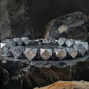 Faceted Gibeon Meteorite Bracelet: Iron Nickel Clasp Jewelry