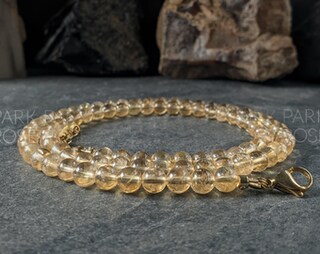 Collana Con Ciondolo In Citrino Naturale Grezzo – Avvolto In Filo D'Oro, Cristallo Curativo Reiki, Con Sacchetto Di Velluto