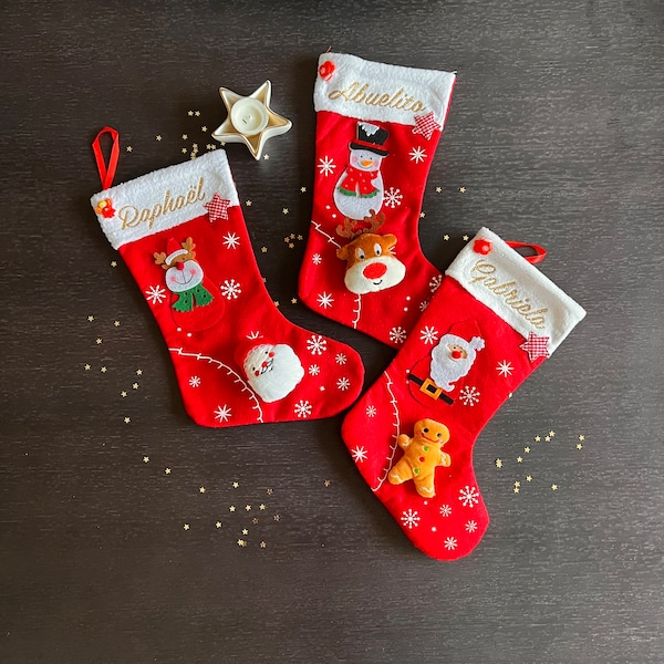 Chaussette de Noël personnalisée / bas de Noël personnalisé/botte de Noël personnalisée/ chaussette de Noël en feutrine / Hotte père noël