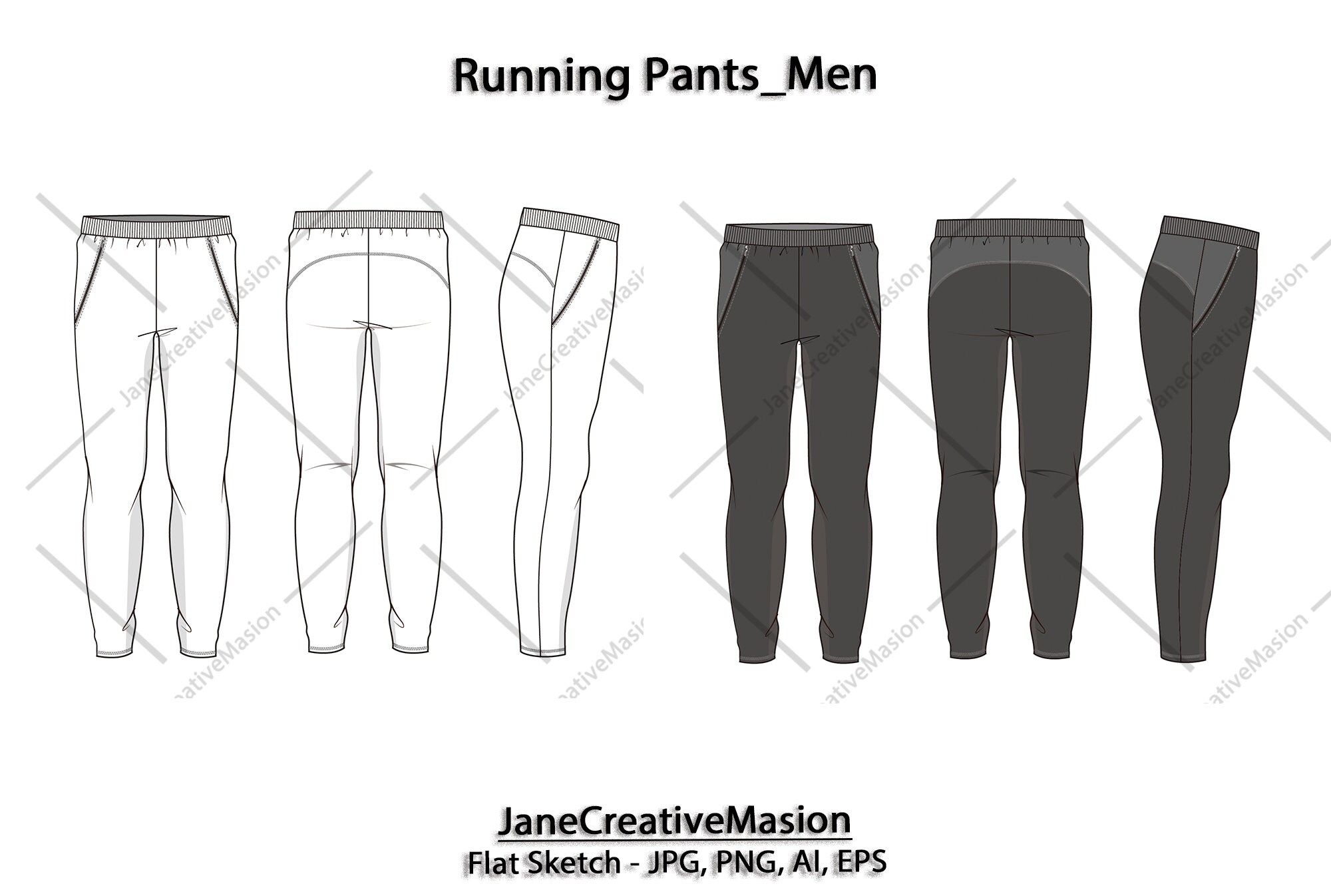 Fashion flat sketch sportswear vector technical flat vector Etsy