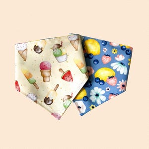 Lemonberry Ice, Reversible Snap-on Pet Bandana, for Cats and Dogs, Cat Bandana, Dog Bandana, Dog and Cat Mom Gifts, Dog Scarf