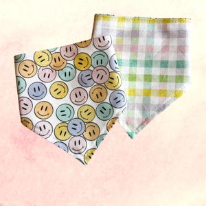 Pastel Smiles Reversible Snap-on Pet Bandana, for Cats and Dogs, Cat Bandana, Dog Bandana, Dog and Cat Mom Gifts, Spring,  Easter