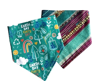 Earth Day Every Day, Reversible Snap-on Pet Bandana, for Cats and Dogs, Cat Bandana, Dog Bandana, Dog and Cat Mom Gifts