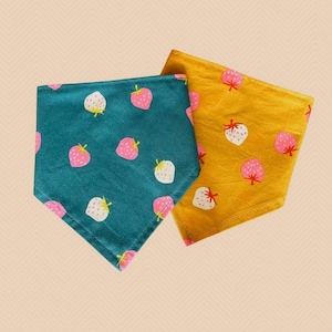 Double Berrylicious, Reversible Snap-on Pet Bandana, for Cats and Dogs, Cat Bandana, Dog Bandana, Dog and Cat Mom Gifts, Dog Scarf