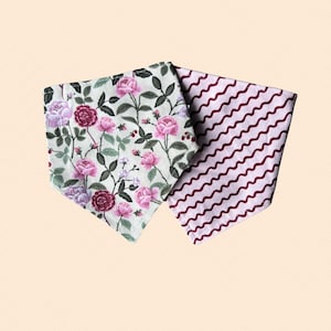 Coming Up Roses, Reversible Snap-on Pet Bandana, for Cats and Dogs, Cat Bandana, Dog Bandana, Dog and Cat Mom Gifts, Dog Scarf