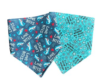 Love Bites, Reversible Snap-on Pet Bandana, for Cats and Dogs, Cat Bandana, Dog Bandana, Dog and Cat Mom Gifts, Valentine’s Day