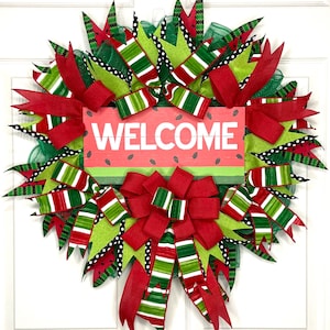 Watermelon Welcome Wreath, Watermelon Wreath, Watermelon Seeds Wreath, Front Door Wreath, Summer Wreath
