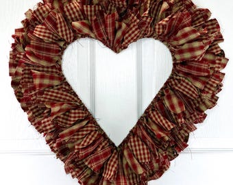 Heart Rag Wreath, Valentine's Day Décor