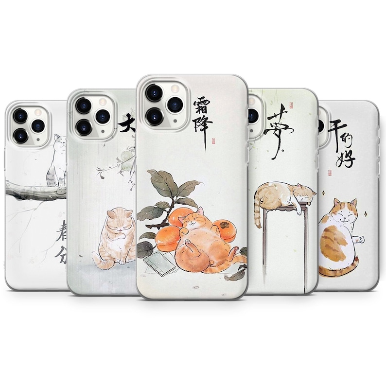 Cat Phone Case Neko Cases for iPhone 14, 13, 11 Pro, 12, XR, XS, X, 8, 7, SE Samsung A12, S20, S21, S22, A40, A73, A53, Huawei P20, P30 Lite 