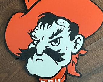 Oklahoma State Pistol Pete Wood Sign