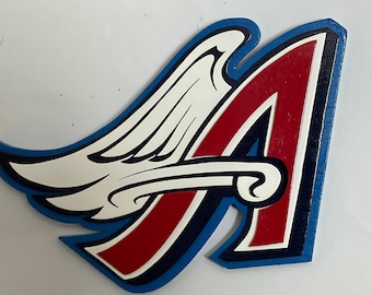 Los Angels Angels Old Logo Wings Wood Sign