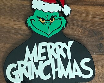 Merry Grinchmas Wood Sign