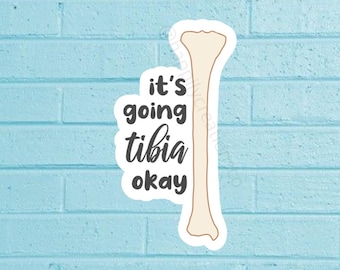 pegatina "Está bien, Tibia" / pegatina divertida para estudiantes de quiropráctica / pegatina de atención médica / botella de agua para portátil troquelada e impermeable