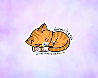 karma is een kattensticker | op middernacht geïnspireerde sticker | ts-sticker | gestanste waterbestendige sticker voor laptop en waterfles
