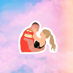 taylor and travis super bowl sticker | ts swift kelce inspired sticker | die cut waterproof laptop water bottle sticker