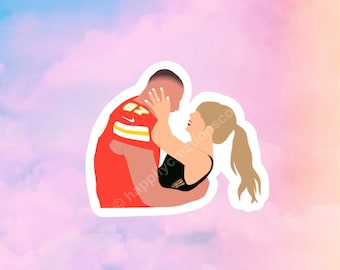 taylor and travis super bowl sticker | ts swift kelce inspired sticker | die cut waterproof laptop water bottle sticker