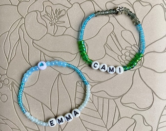 custom name bracelets | eras tour style friendship bracelets | beaded bracelets | concert friendship bracelet | trading swiftie bracelets