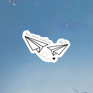 two paper airplanes flying sticker | eras tour 1989 tv out of the woods inspired ts sticker | die cut waterproof laptop water bottle sticker