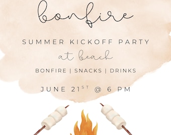 Beach Bonfire Summer Party Invitation