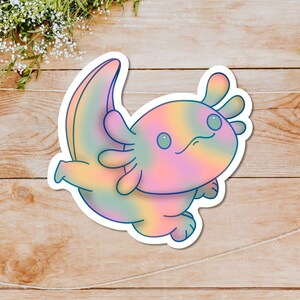 Rainbow Axolotl Waterproof Dishwasher Safe Vinyl Sticker
