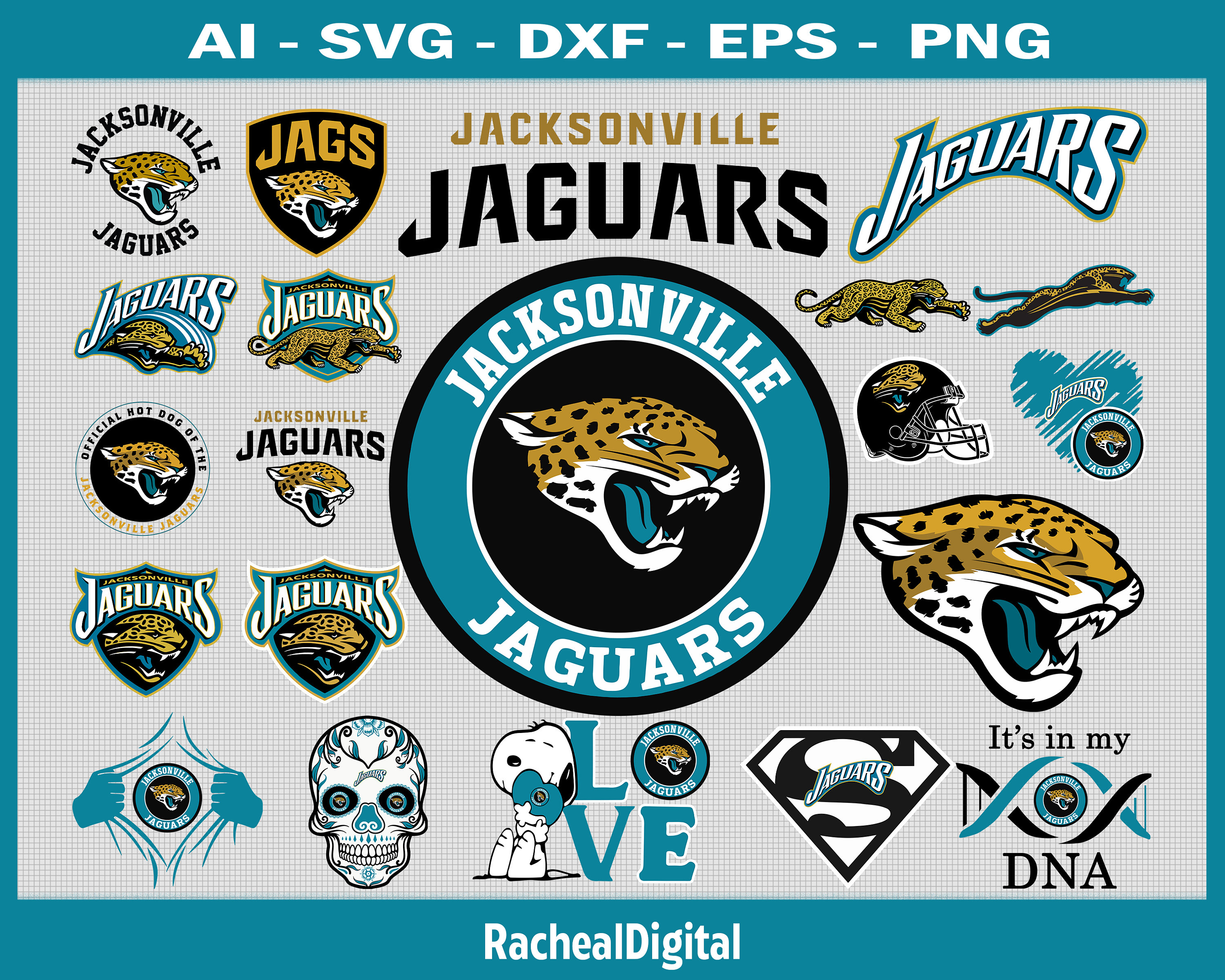 100 File Logo Jacksonville Jaguars NFL Football Jacksonville | Etsy