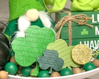 St Patricks Day Decor | Saint Patrick's Day Tiered Tray Decor Set | Farmhouse Home Decor | Wood minis| Tray decor