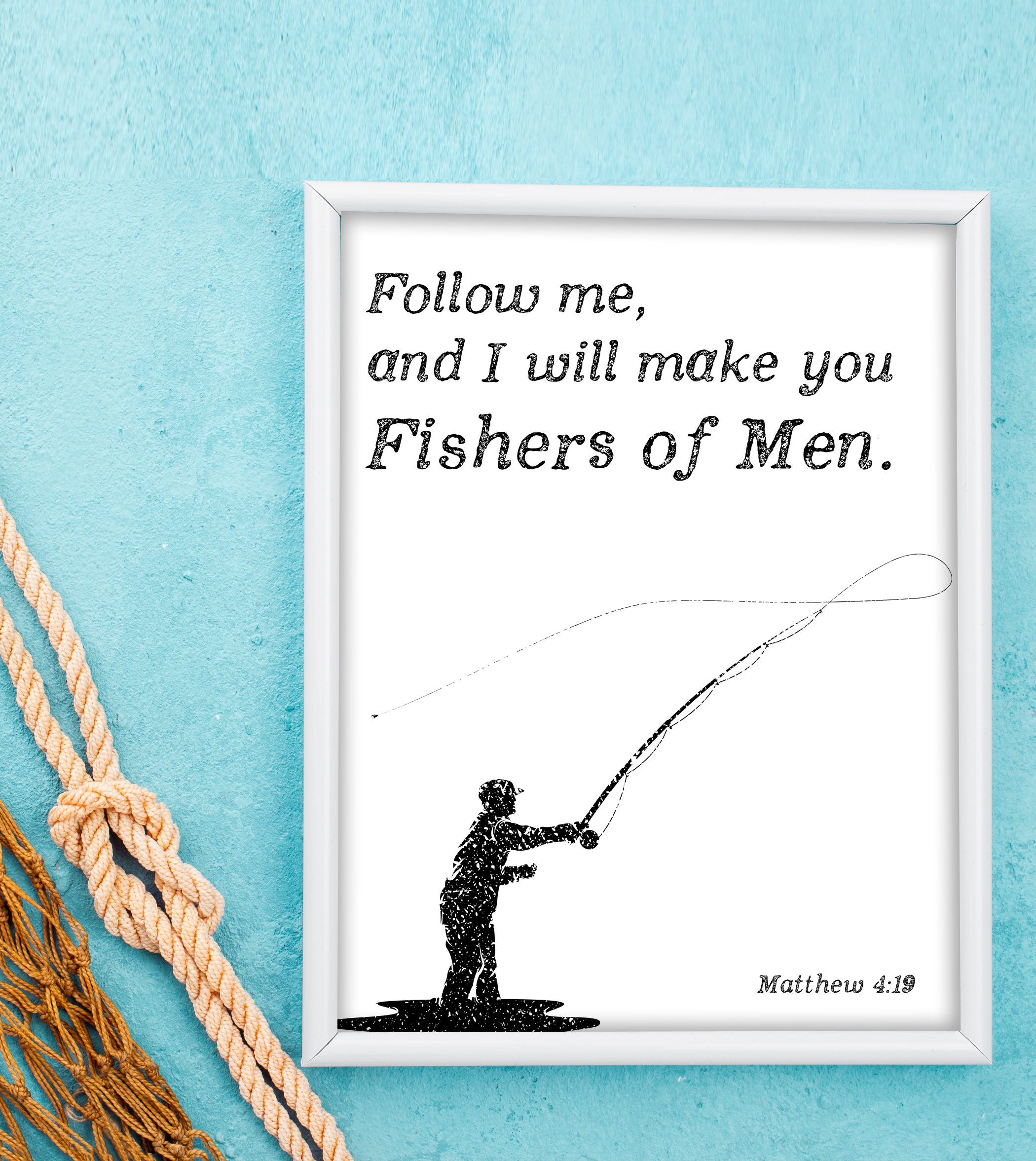 Fishers of Men Fly Fishing Bible Verse Wall Art Matthew 419 in 3