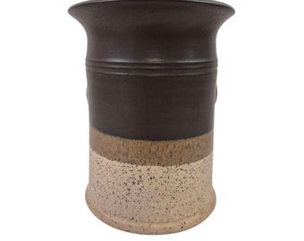 茶色の花瓶 陶器製 花の模様 ヴィンテージ 西ドイツ製 Scheurich 陶器 花瓶