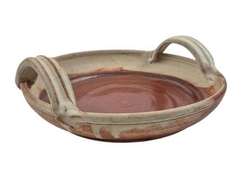 Putnam Studio Pottery Servierschale mit Henkel, Steingut, braune Tropfglasur, 33 cm (13 Zoll)