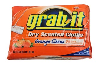 SC Johnson Pledge Grab It Cloths Dry Orange Citrus Scented Discontinued Vintage