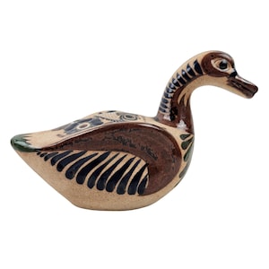 Vintage Large Duck Figurine Tonala Mexico Art Pottery Mexican Folk Art Netzi