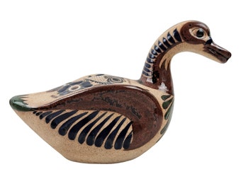 Vintage Large Duck Figurine Tonala Mexico Art Pottery Mexican Folk Art Netzi