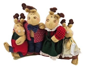 Department 56 Plush Stuffed Moose Reindeer Family Christmas Holiday Winter Decor