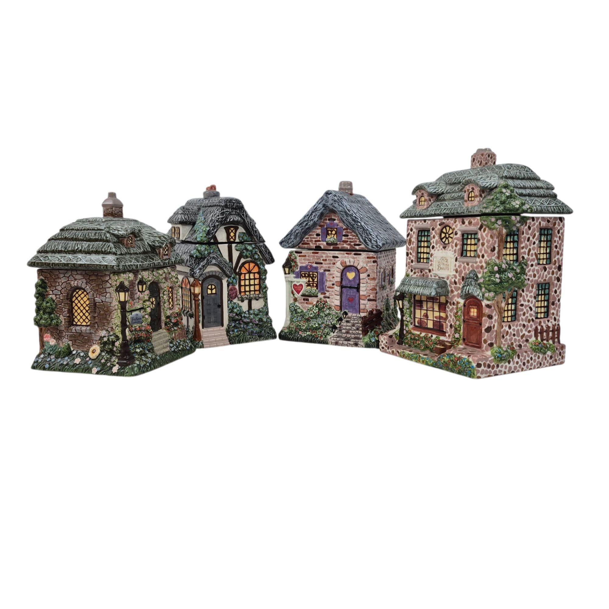 Thomas Kinkade Hawthorne Village Canister Series Set of 4 Ceramic