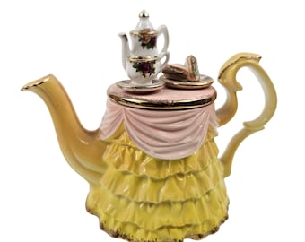 ロイヤルアルバート オールドカントリーローズ ミニティーポット ラッフルスカート イギリス 1996年 イエロー