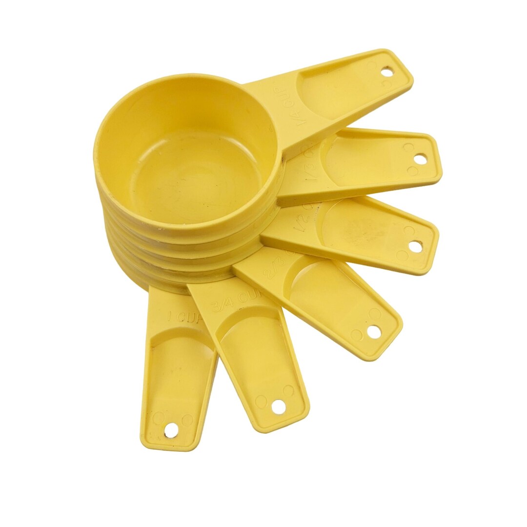 Vintage Tupperware Measuring Cups Mustard Yellow Set 6 Plastic Etsy