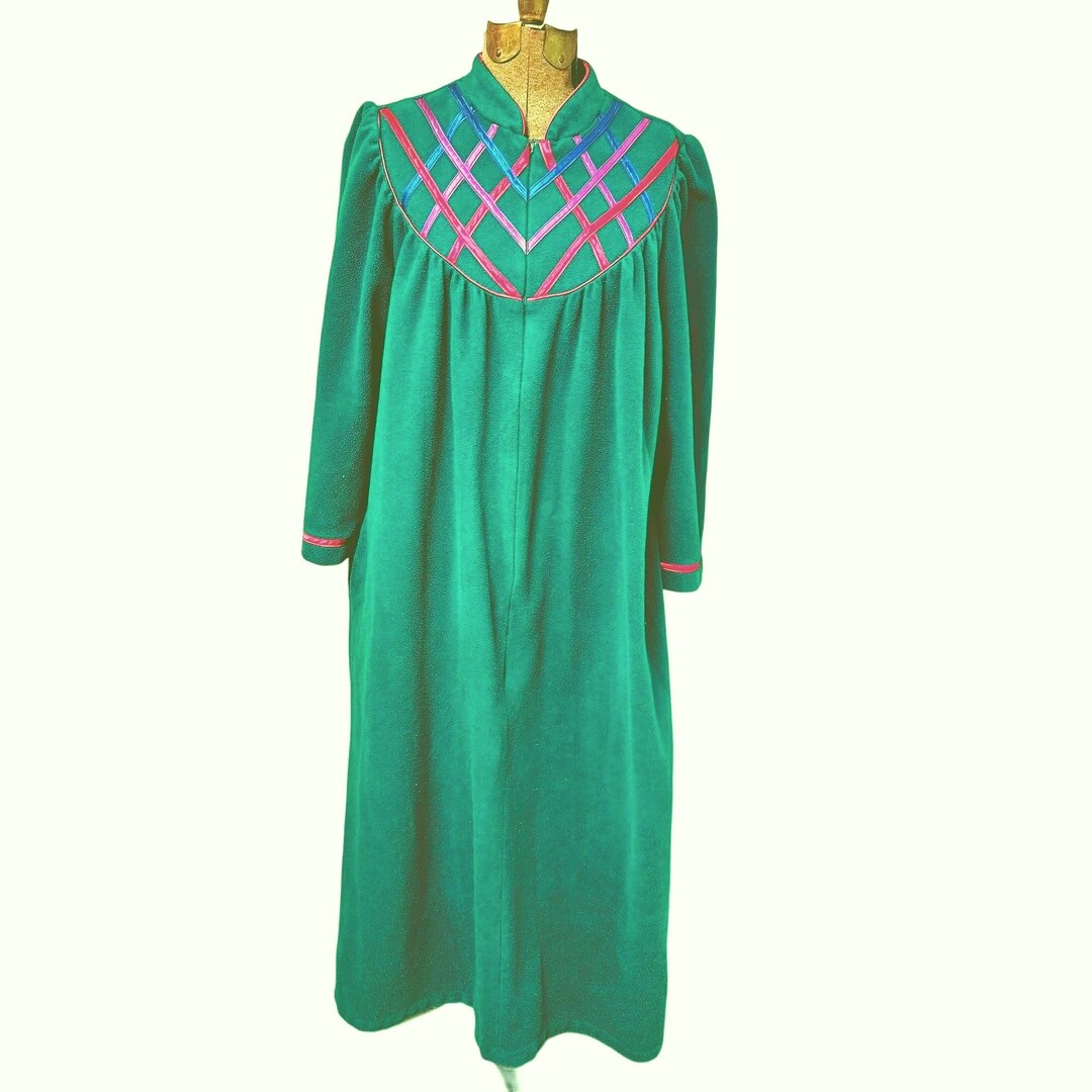 Vintage Appel Robe Womens Green Zip Front Fleece Night - Etsy